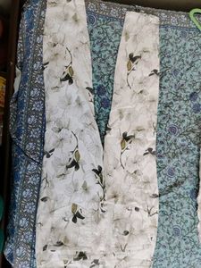 Floral Jeans (White Denim,Green Blooms)