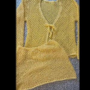 Crochet Yellow Top & Skirt Set