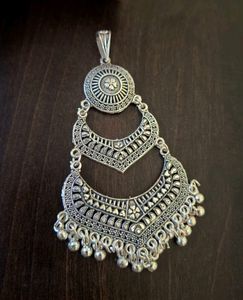 "Elegant Oxidised Silver Multi-Layer Pendant