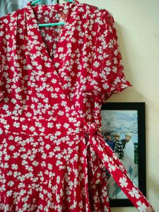 Red floral dress