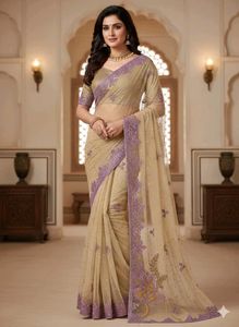 Elegant Beige Net Saree