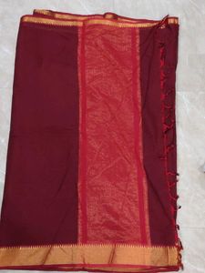 Cotton Zari Saree Maroon