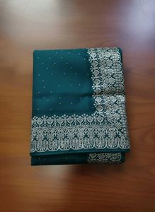 Elegant Green Embroidered Saree