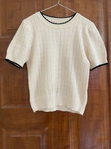 Cream Knit Top