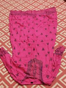 Pink Embroidered Palazzo Pants