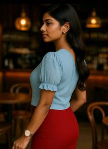 Stylish Blue V-Neck Top