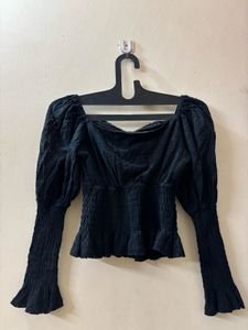 Black Puff Sleeve Top