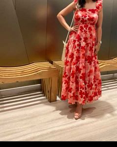 Pink Floral Tiered Maxi Dress