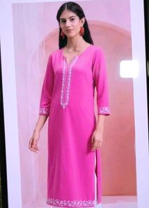 Pink Embroidered Kurti