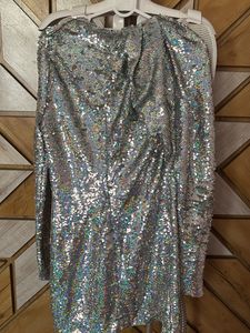 ✨ZARA Shimmering FULL Silver Sequin Dress