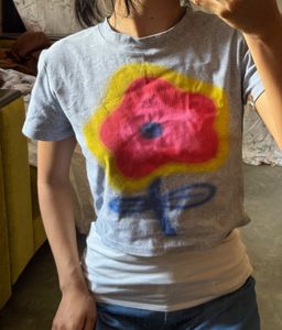 Gray Floral Graphic Tee