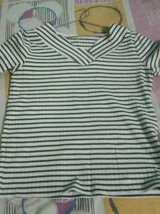 Striped Top with Unique Collar
