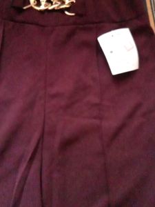 Burgundy Chain Belt Flare Pants