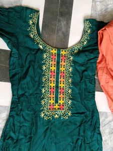 Green Embroidered Kurta Set