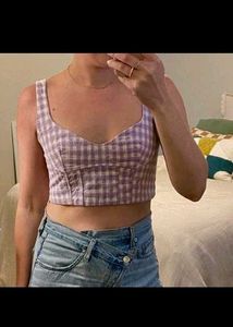 Zara Gingham Cropped Top