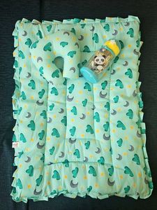 Dual-Sided Baby Bed + Sealed Pack Bottle &amp; Pillow