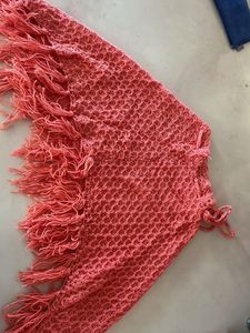 Coral Scarf with Fringe