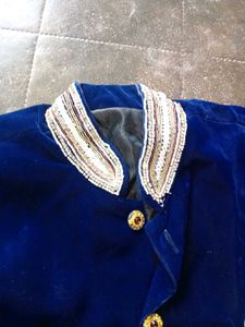 Velvet sherwani and blazer combo