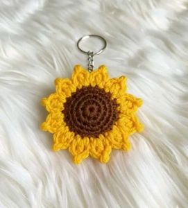 Crochet Sunflower Charm keychain