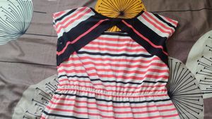 Elegant Pink&amp; Black Knee Length Top