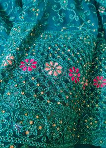Emerald Green Embroidered Party Wear Gown