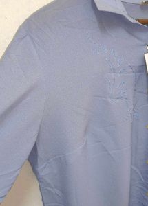 Trendy New Light Blue Embroidered Blouse