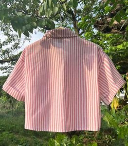 Vertical Striped Cotton Half Shirt