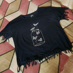Butterfly Fringe Jar Crop Top