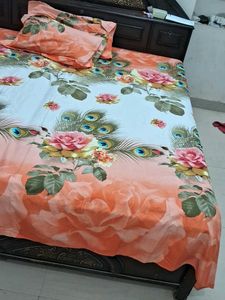 Floral Peacock Bed Sheet