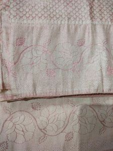 🌸 Soft Pink Silk Saree with Elegant White Border