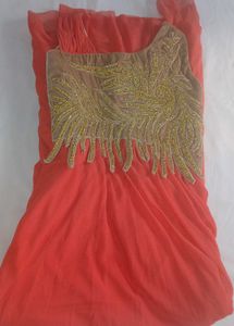 Elegant Orange Ethnic Gown