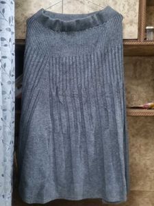 Gray Knit Midi Skirt