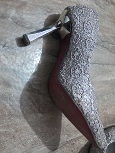 Silver Patterned Heels