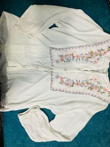 Foral Embroidered White Top