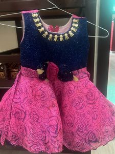 Navy Blue Nd Pink Dress For Baby Girl