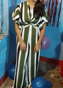 Jump Suit (Green And White Combination)