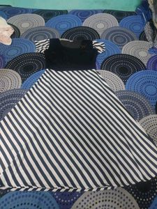 Classic Black & White Striped Fit-and-Flare Dress