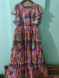 Beautiful Floral Gown With Belt