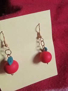 Red Ball Drop Earrings