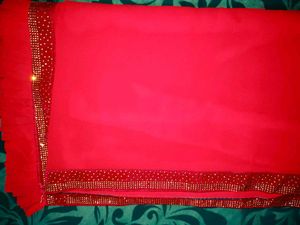 Red Embellished Saree🎀