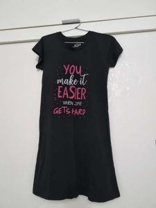 Black Graphic Tee Nightdress