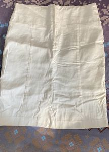 High Waist White Embroidered Skirt