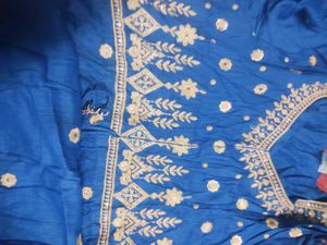 Elegant Blue Embroidered long gown