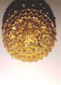 Stone And Beeds Golden Ring