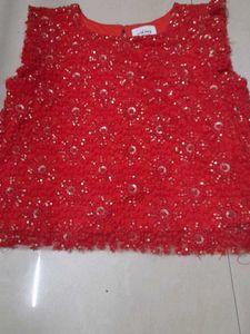 Red Sequence Crop Top