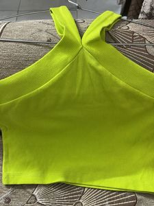 halter beach top in neon lime green color