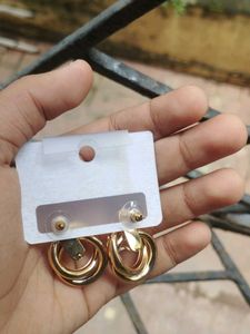 Gold Circle Drop Earrings