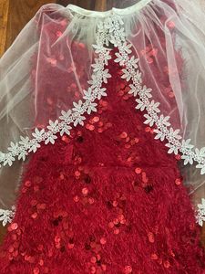 Girls&#39; Red Sequin Dress with Cape