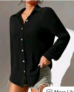 Elegant Black Button-Down Shirt all size