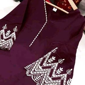 Maroon Embroidered Kurta Set